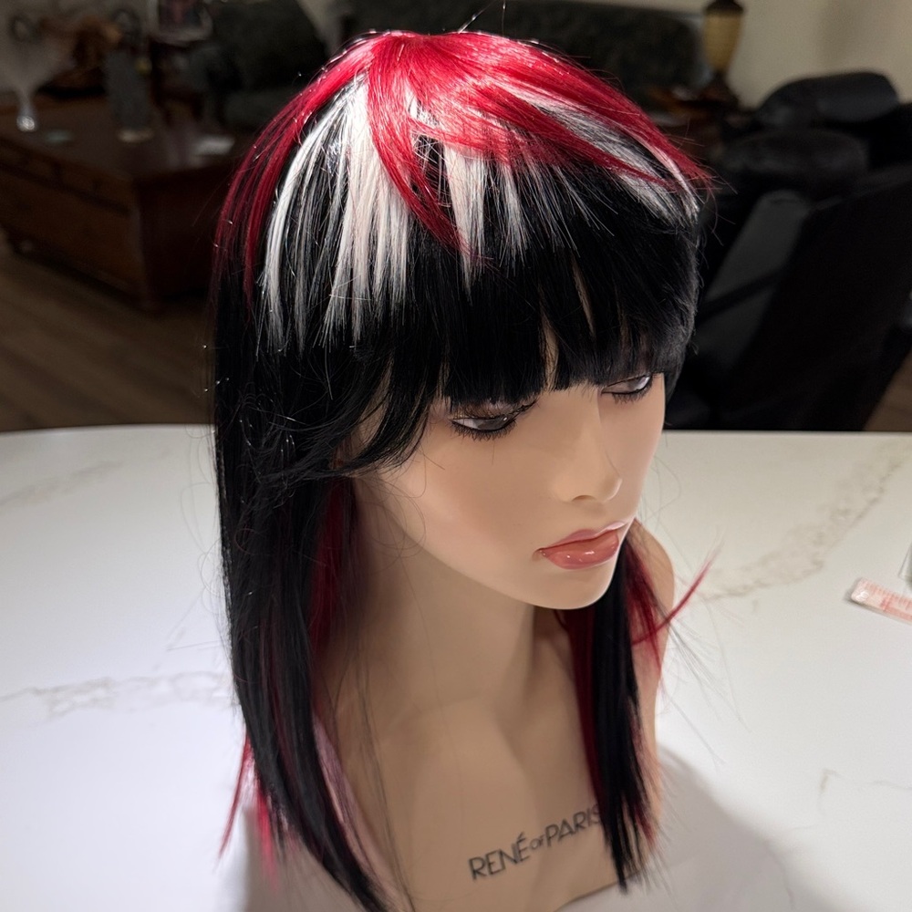 HAIR, 16” Costume, Bangs, Black/Red/White